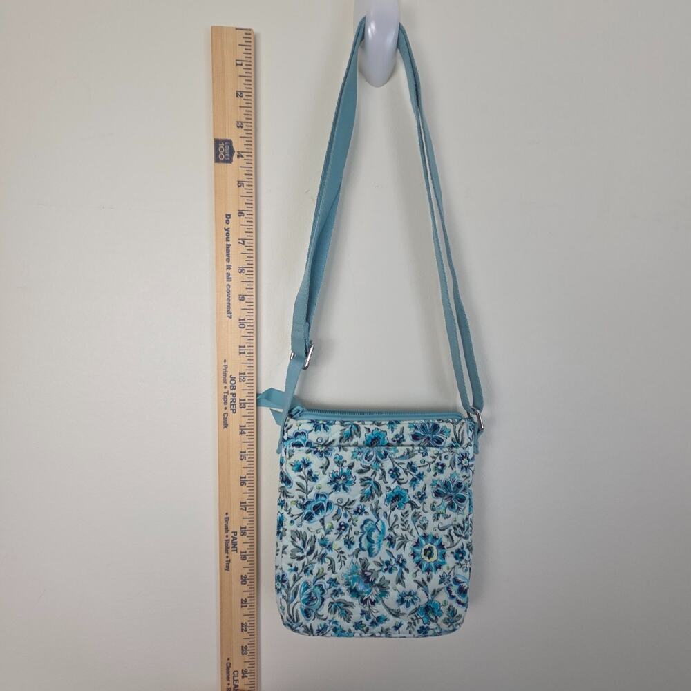 Vera Bradley Cloud Vine Crossbody Bag Blue Aqua Floral Quilted Shoulder Purse